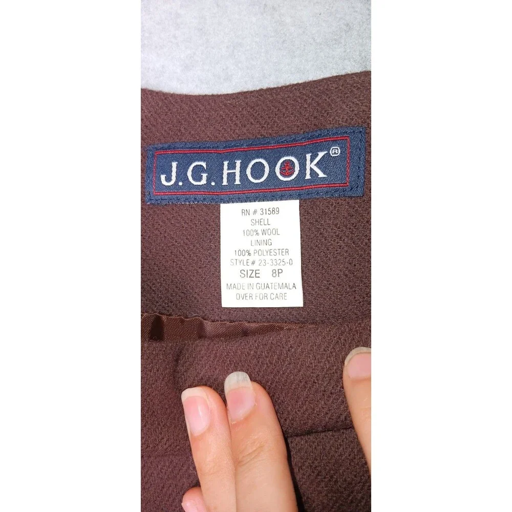 VTG JG Hook 100% Wool Pencil Skirt 8P Chocolate Brown Old Money Preppy Academia